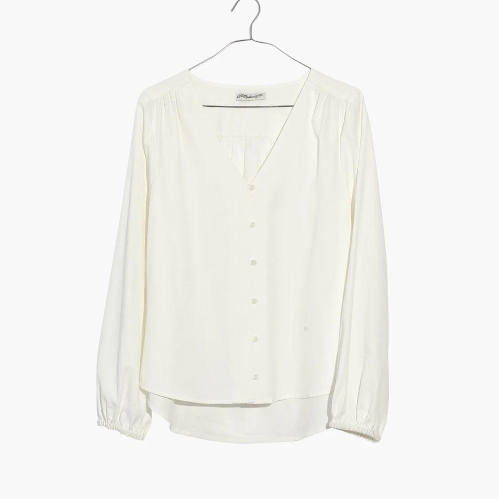 NWT Madewell V-Neck Button-Down Shirt in White